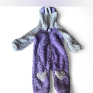 Plush Purple and Gray Kids Footie
